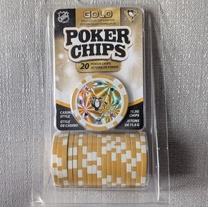 NHL Pittsburgh Penguins Set Of 20 Gold Collectors Edition Poker Chips NEW!